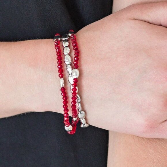 Paparazzi Jewelry Accessories - Hello Beautiful - Red Bracelet - Vintage - Picture 1 of 4